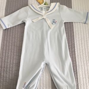 Beautiful Hand embroidered boy one piece 3-6M